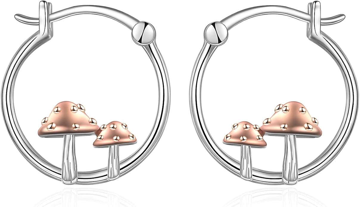 Fox/Pig/Mushroom/Cat Earrings Sterling Silver Cute Hoop Earrings Animal Jewelry Gifts for Women Daughter