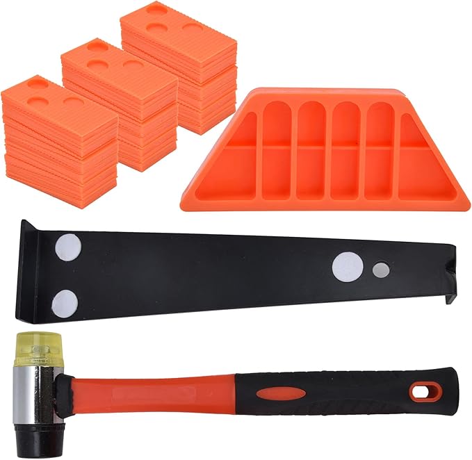 33Pcs Professional Floor Install Tool Kit Heavy Duty Laminate Wooden Flooring Installation Tools with Double Face Pull Bar Spacers for Home DIY Renovation Orange Black