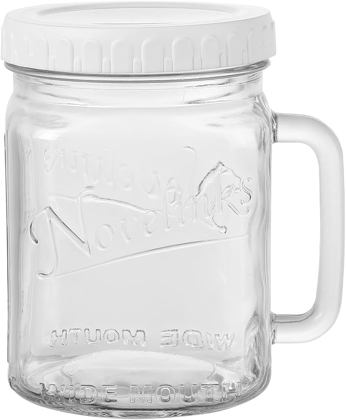 Glass 74 Ounce Mason Jars Wide Mouth Mason Jar Large Square Food Container with Lid for Overnight Oats and Food Storage (1 Pack)