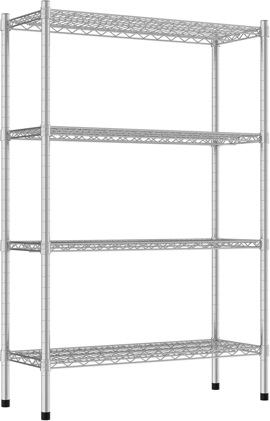 Commercial NSF Listed Chrome Stationary Wire Shelving Kit 14" x 36" x 54", with 4 Shelves Perfect for Warehouse, Walk-in Refrigerator, Freezer, Grocery Store, Restaurant, Dishroom