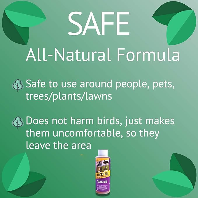 Bird Repellent Spray, Residential Bird Problem Solution by Flock Free Bird Control, 4 oz Concentrate