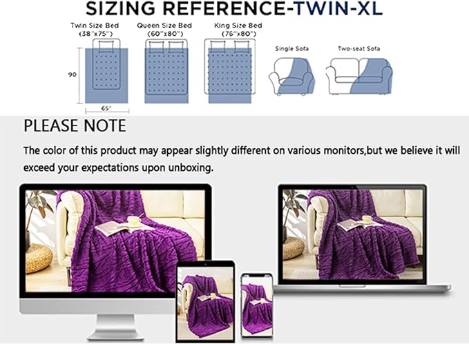 YUSOKI Sherpa Twin XL Blanket-3D Stylish Design Super Soft Fuzzy Cozy Warm Blanket Thick Plush Fluffy Furry Blankets for Teen Girls Women Couch Bed Sofa Chair Men Boys Gift(Purple,65"x90")