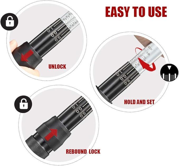 1/2-Inch Drive Click Torque Wrench (10-150 ft.-lb./13.6-203.3 Nm) Dual-Direction Adjustable Torque Wrench Set