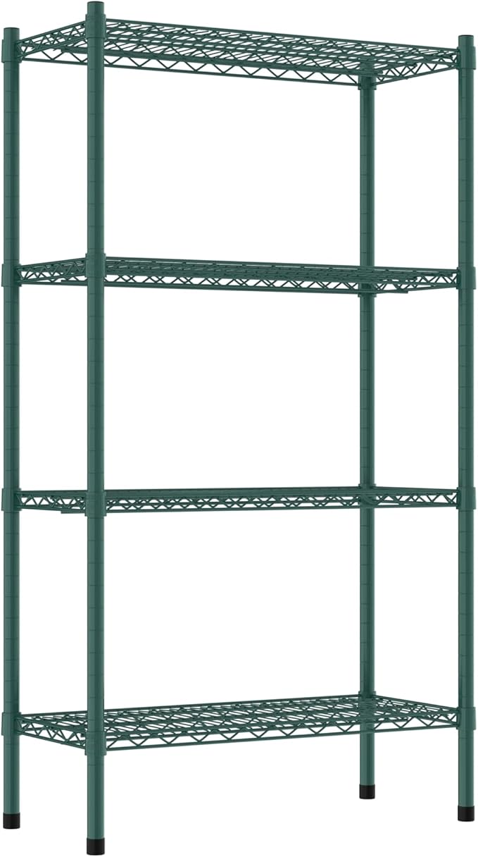 Commercial NSF Listed Green Epoxy Stationary Wire Shelving Kit 14" x 30" x 54", with 4 Shelves Perfect for Warehouse, Walk-in Refrigerator, Freezer, Grocery Store, Restaurant, Dishroom