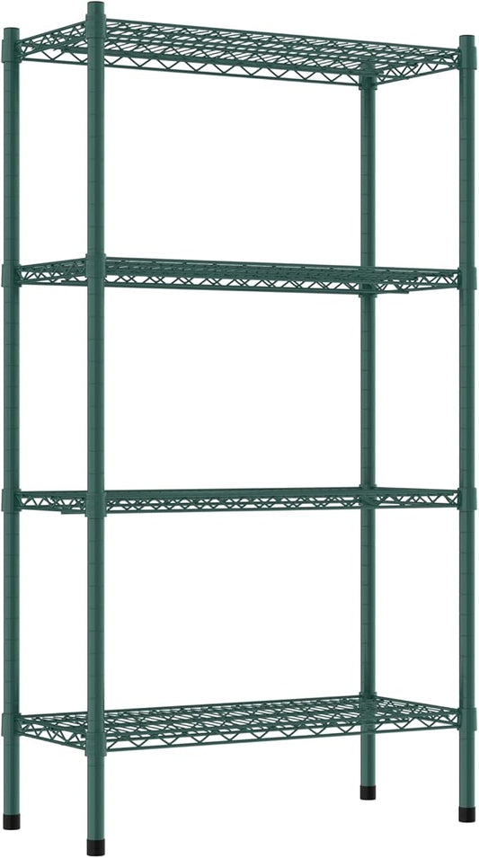 Commercial NSF Listed Green Epoxy Stationary Wire Shelving Kit 14" x 30" x 54", with 4 Shelves Perfect for Warehouse, Walk-in Refrigerator, Freezer, Grocery Store, Restaurant, Dishroom