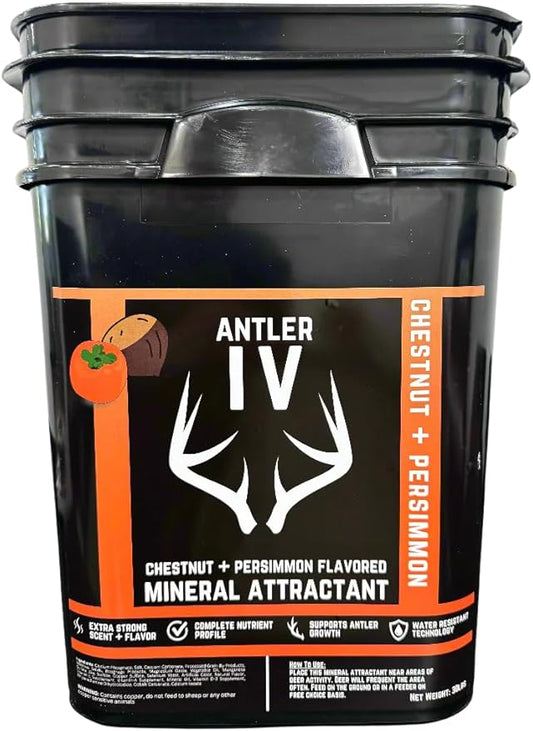 Antler IV Mineral Attractant, 5.5lbs or 30lbs, Highly Attractive Chestnut and Persimmon Flavor and Scent (30lbs)