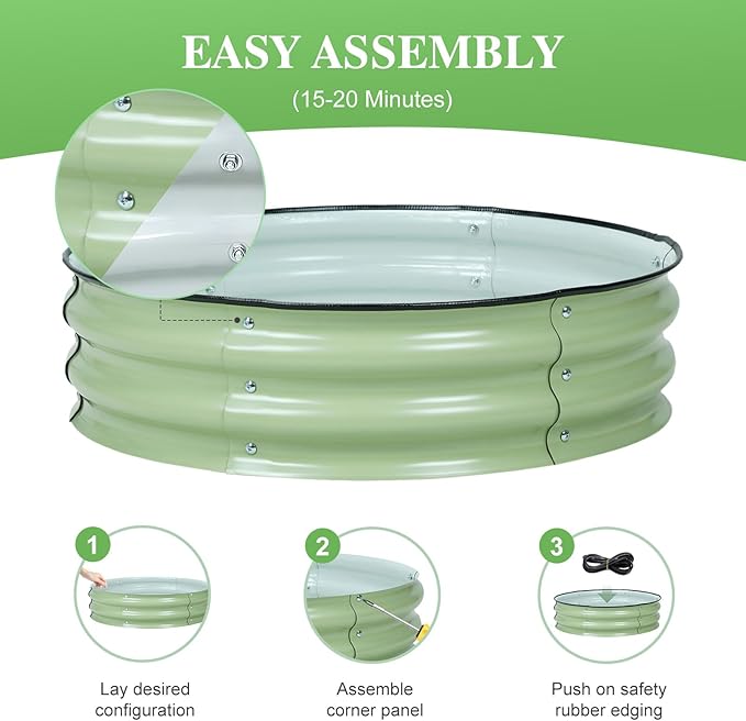 BPS Metal Raised Garden Bed, 2.5FT Diameter Galvanized Planter Raised Garden Boxes for Flower Planters, Vegetables Herb