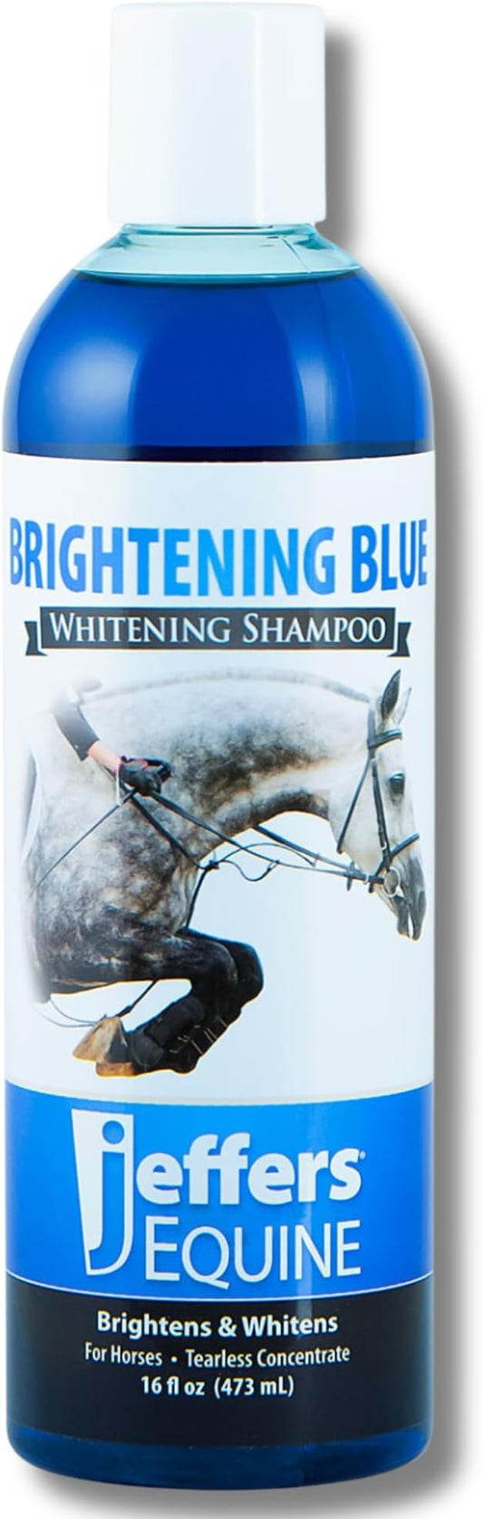 Jeffers Equine Brightening Blue Shampoo for Horses, 32 oz – Enhanced Whitening & Stain Remover, Coconut Oil, Aloe, Gentle Grooming, Detergent - Free, Enhances Coat Shine, Mane & Tail Care