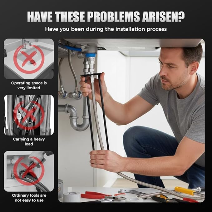 2 Pcs Multifunctional Sink Wrench, 2026 New Sink Wrench Faucet Tool Plumbing Tool, Under BasinSink FaucetWrench Tight Spaces for Kitchen and Bathroom