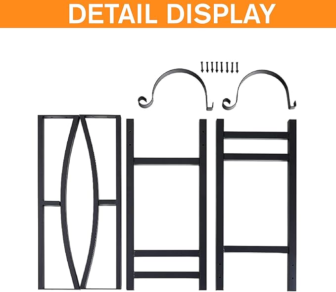 GREEN PARTY Firewood Rack with Kindling Holder, 3ft Heavy Duty Metal Firewood Holder, 30" Tall Indoor/Outdoor Log Rack Wood Holder for Fireplace Kindling Wood Storage and Stove Accessories