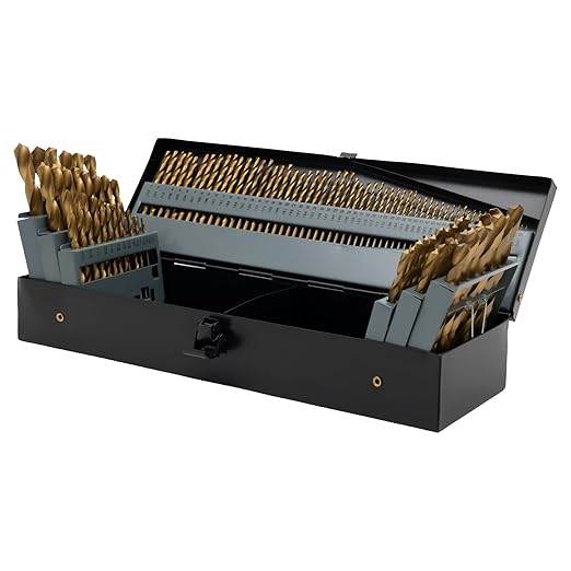 Cobalt Drill Bit Set, 115Pcs High Speed Steel Bits (1/16''-1/2''), Sharp Cutting Edge, Clear Numbers, for Hardened Steel Fractional