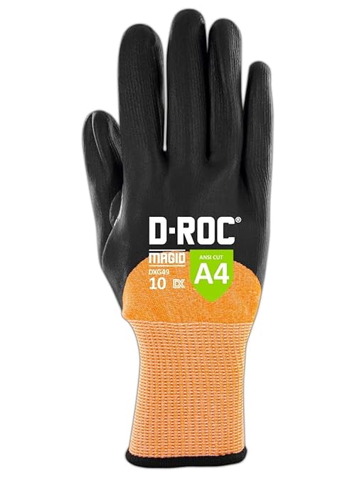 MAGID D-ROC ANSI A4 Oil & Liquid Absorbing TriTek Work Gloves, 72 Pairs, Size 8/Medium (DXG49)