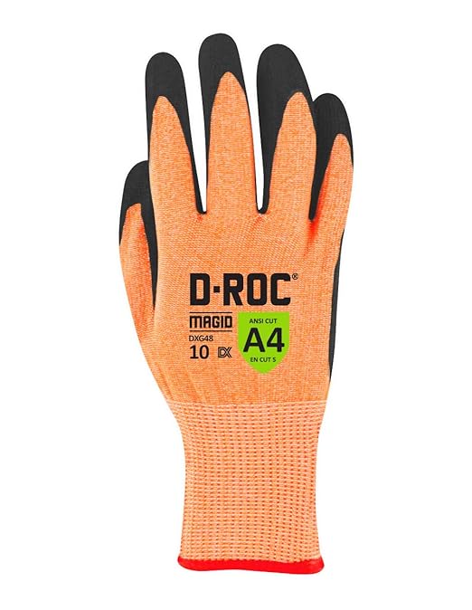 MAGID D-ROC ANSI A4 Oil & Liquid Absorbing TriTek Work Gloves, 12 Pairs, Size 6/XS (DXG48)