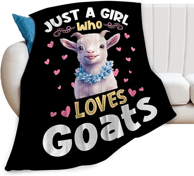Goat Blanket Just A Girl Who Loves Goats Throw Blanket Soft Warm Cozy Fuzzy Plush Gifts for Girls Women Lightweight Fleece Flannel Stuff for Kids Adults 50"X40"