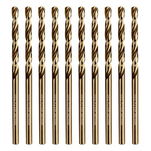 7/32 Inch Cobalt Drill Bits 10Pcs - HPHOPE M35 HSS Metal Twist Drill Bits Set, Jobber Drill Bits Length and Straight Shank, Suitable for Drilling in Hard Metal, Stainless Steel, Cast Iron
