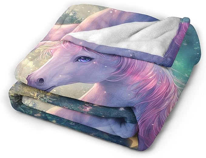 Unicorn Blanket Gifts for Girls Women Unicorn Forest Throw Blankets Cozy Plush Fleece Flannel Fuzzy for Kids Bed Decor 80"X60"