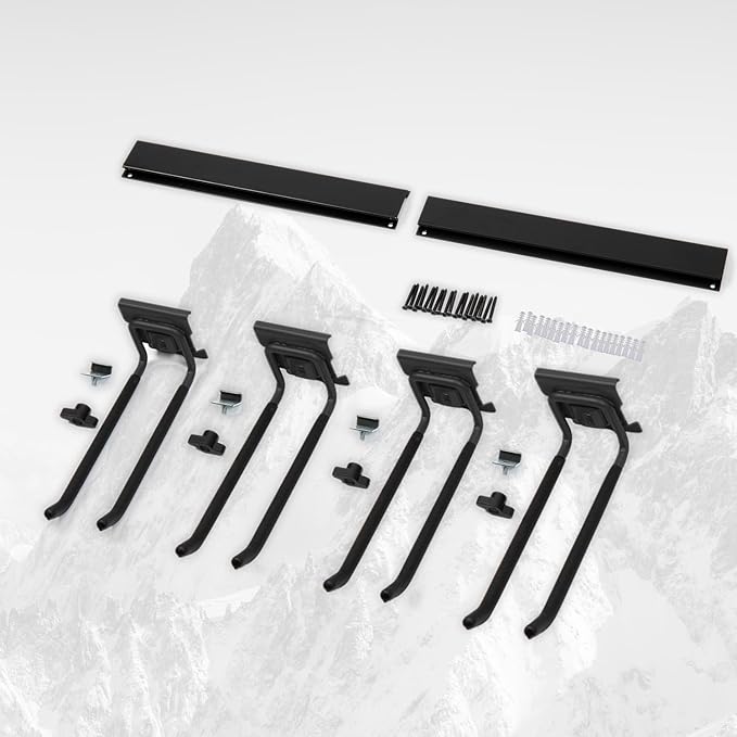 Garage Organization Wall Mount, 32inch Garden Tool Organizer With 6 Clamping Hooks, Heavy Duty, Garage Hanging Storage Rack For Yard Tools, Shovel, Shed, Hold Up to 300lbs (32Inch Black)