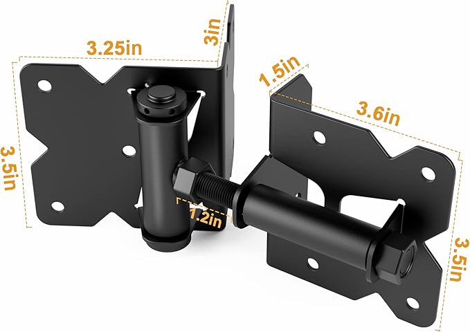 WINSOON Stainless Steel Self Closing Gate Hinge and Latch Hardware Kit, Heavy Duty Adjustable Tension Gate Hinges 2-Pack & 1-Automatic Latch, Gate Hardware Kit for Wood/Vinyl Fence Gate