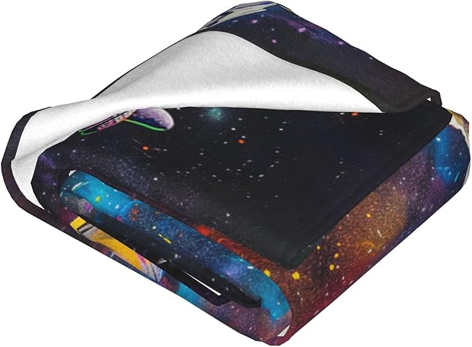 Astronaut Blanket Space Galaxy Decor Throw Blanket Cozy Plush Flannel Fleece Warm Soft Lightweight Fuzzy Winter Blanket Solar System Gifts for Girls Boys Women Teens for Bed Sofa Couch 60"X80"