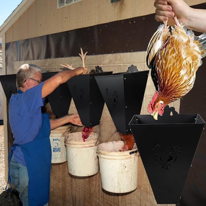 Medium Size Chicken Cone, Heavy-Duty Chicken Kill Cone Metal Poultry Processing Equipment, Wall Mounted for Secure Butchering of Chickens, Ducks & Turkeys (Up to 8Lb)