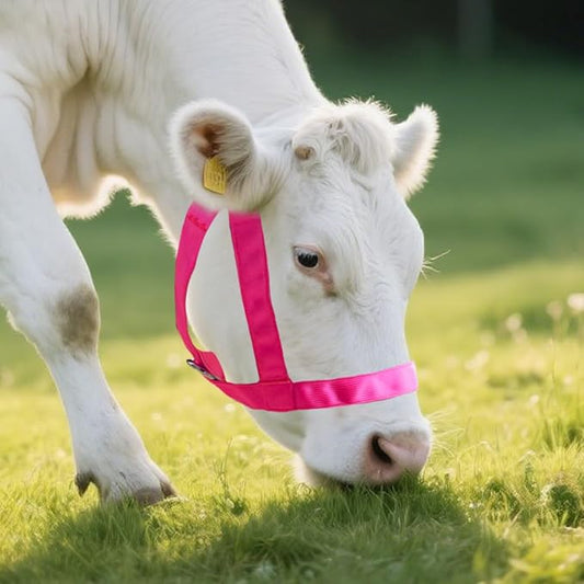 perixir Cow Halter Cattle Halters Calf Halter with Leading Rope，Adjustable Nylon Livestock Cattle Halter，for Miniature Horse Donkey Goat Foal