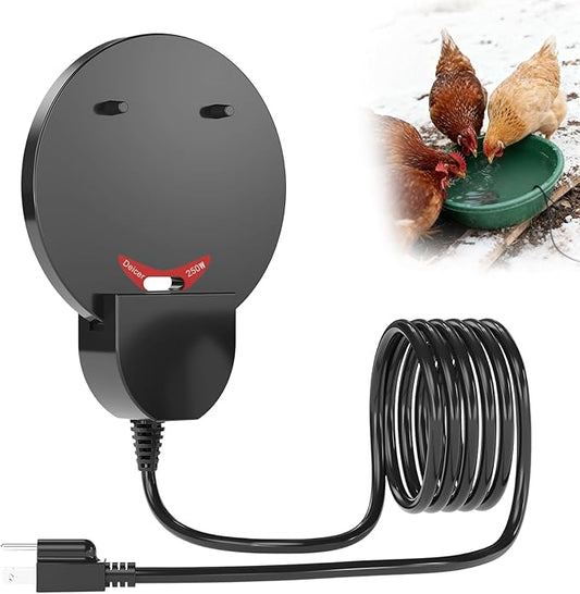 250W Thermostatic Chicken Water Heater - Cast Aluminum Farm Trough & Bird Bath Heater for Livestock, Poultry & Wildlife - 10ft Cable (Rdkecho-01)