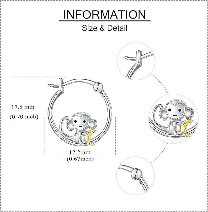 Fox/Pig/Mushroom/Cat Earrings Sterling Silver Cute Hoop Earrings Animal Jewelry Gifts for Women Daughter