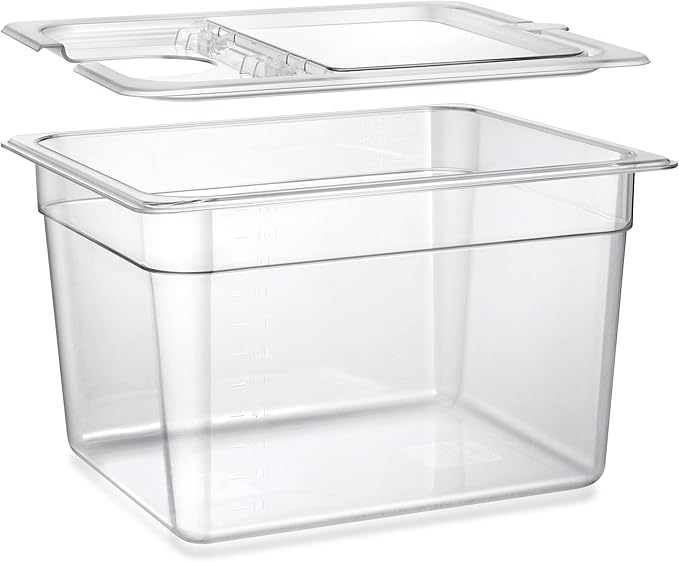 HOMENOTE Sous Vide Container 12 Quart with Universal Collapsible Hinged Lid,Sous Vide Accessories Kit BPA Free,Compatible with Anova and Most Sous Vide Cookers