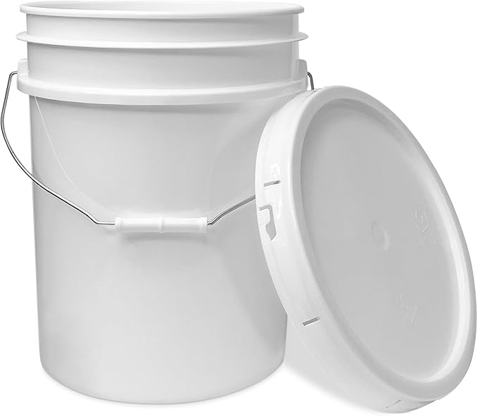 ePackageSupply White 5-Gallon Bucket with Lid | Made in USA | Food Grade | Heavy-Duty Extra Durable Plastic Bucket | Multi-Use Food Grade Buckets with Lids | Easy Stack and Store | BPA Free | 120 Pack