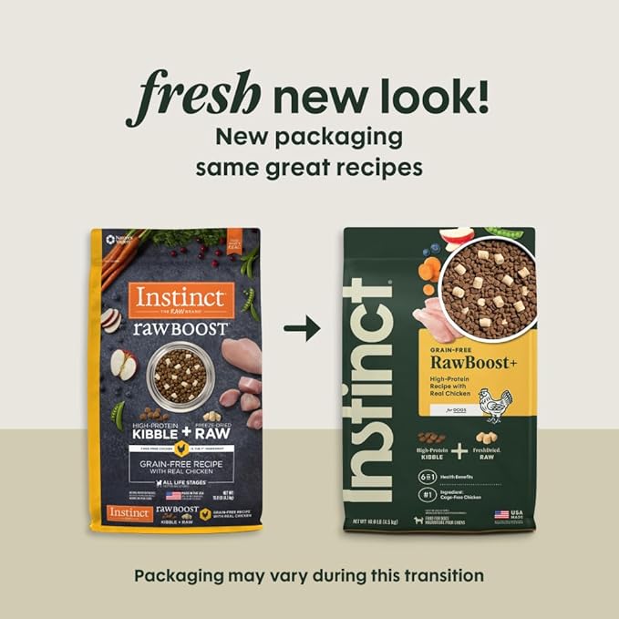 Instinct Raw Boost, Natural Dry Dog Food with Freeze Dried Pieces, High Protein, Grain Free Recipe - Real Chicken, 10 lb. Bag