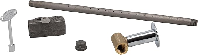 Supplying Demand LLKIT-LPS-CP Fireplace Fire Pit | Log Lighter Install Kit with Straight Pattern LP Gas Log Lighter, 1/2" Straight Stop Valve - Polished Chrome with Escutcheon and 3" Key