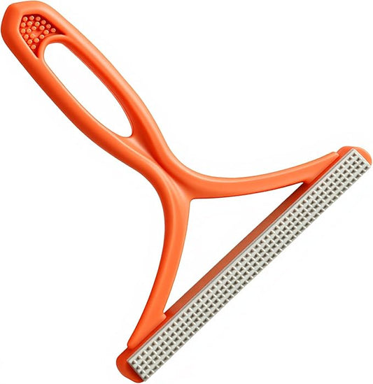Manual Lint & Pet Hair Remover, Portable Fabric Fuzz Cleaner and Fur Removal Brush for Clothes, Carpets, Furniture, and Car Seats – Reusable Hair Removal Tool for Home and Pets (Qrange)