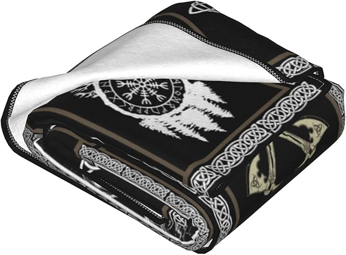Medieval Viking Blanket Viking Decor Throw Blanket Warm Soft Plush Lightweight Fleece Flannel Blanket for Vikings Men Boys Girls Women Baby Kids for Winter Bed Couch Bed 50"X60"