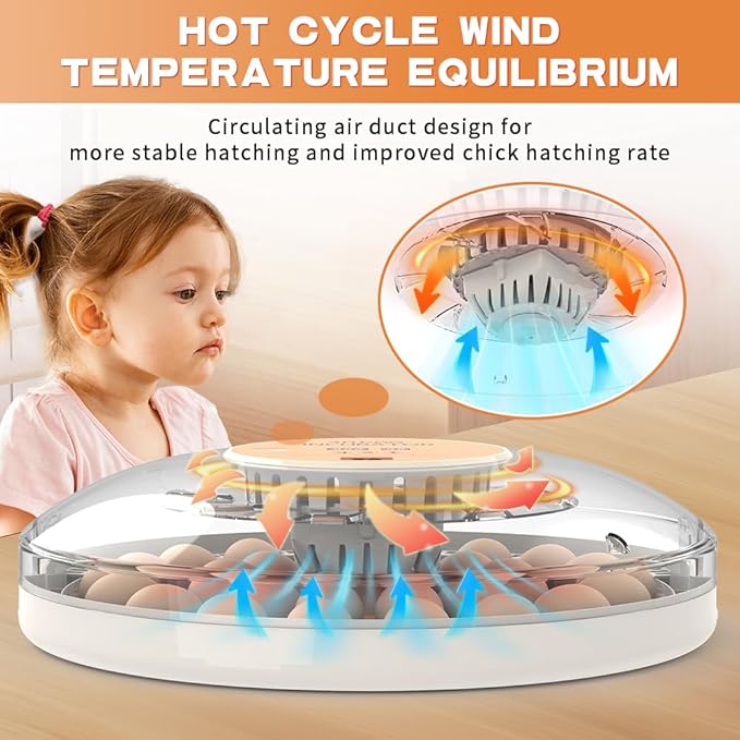 30 Egg Digital Incubator with Automatic Turner - Precision Temperature & Humidity Control, Built-in Candler for Hatching Chicken, Quail, Ducks, Goose, Pigeon, Parrot(30 Egg-Orange)