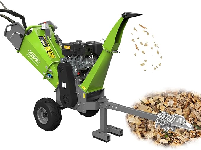 420cc 14HP 6-Inch Wood Chipper Shredder Mulcher E-Start Gas Powered B&S Engine EPA Certified with Towbar/Emergency Stop Button (B&S Engine, Electric Start)