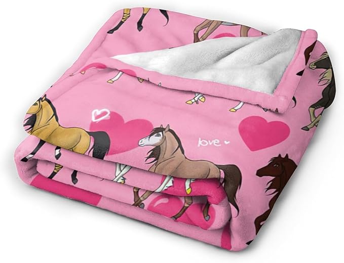 Mudiwa Colorful Farm Horse Flannel Plush Throw Blanket - Cozy Fluffy Animal Fleece Bedding Stuff Decor Gifts for Lover Teens Girls Boys Kids Adults Women Bed Travel 50"x60"