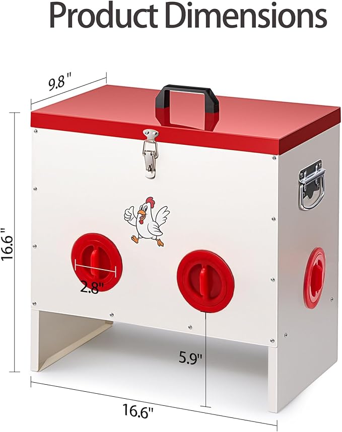 Metal Chicken Feeder 30-50 LBS Capacity, Automatic Poultry Feeder with 6 Ports, No-Waste Weather-Resistant Animal-Proof Gravity Feeder Outdoor Feed Bin for Chickens Ducks Geese Turkeys