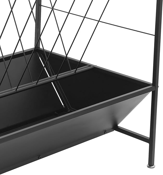 Pasture Hay Feeder with 24 Gallon Feed Pan，Black Powder Coated Surface Steel Livestock Feeder， Duty 2-in-1 Livestock Feeder，Feeding Goats, Calves, Cow, Horse for Farms