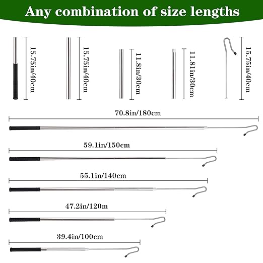 Sheep Catching Tools Stainless Catching Sheep Leg Crook The Length can be Adjusted Freely Goat Catcher Hook Poultry Leg Trap Hook Pole Must-Have Sheep catching Tool for Farms and breeding Farms