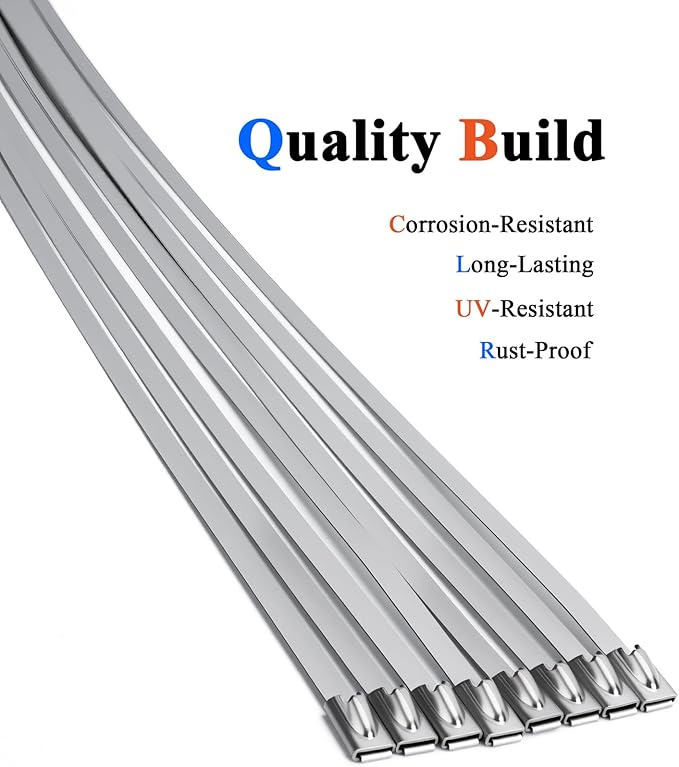 Metal Zip Ties Toolkit. Stainless Steel Cable Tie Tensioner, 100PCS 11.8" Metal Zip Ties Heavy-Duty & 10" Aviation Tin Snips – for Fence, Pipe, Outdoor and Repairs.(100pcs+Tool+Snips, SILVER)