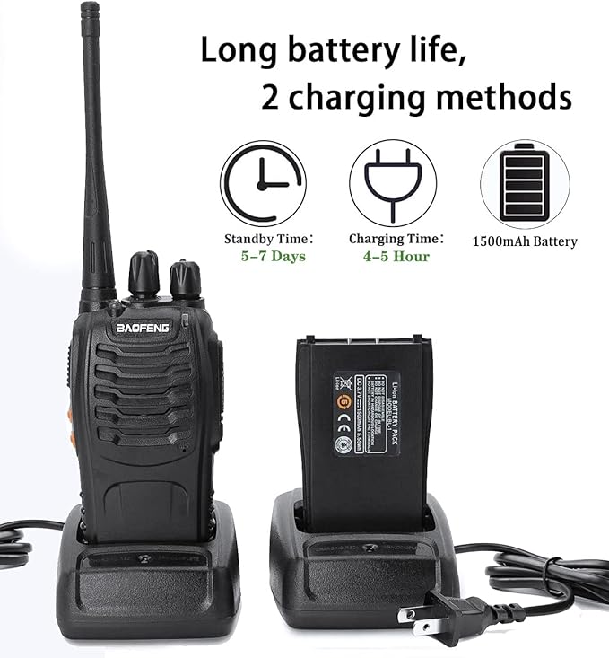 Baofeng Walkie Talkies bf-888s Professional Two-Way Radios Rechargeable Interphone Long Range UHF Communicator for Adults Handheld 5 Pack Walky Talky Set with Earpiece,Li-ion Battery and Charger