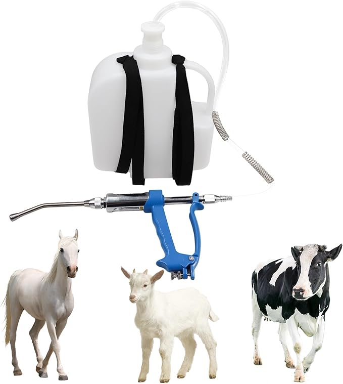 Adjustable Livestock Dosing Gun – 30ml Stainless Steel Veterinary Tool with 2.5L Portable Tank | Durable Oral Dispenser for Cattle, Pig, Sheep, Goats, Horses