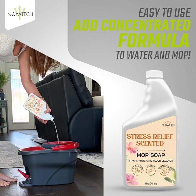 Mop Soap Highly Scented Stress Relief Fragrance. Floor Cleaner Concentrate – Non-Toxic, Pet safe, No Residue – Safe for Tile, Stone, Marble, Wood, & Grout – For All Mop Types – Made in USA