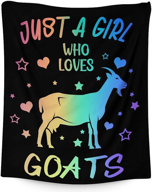 Goat Blanket for Girls - 50x60 Inches Throw Size - Soft Fuzzy Plush Throws Gift - Black Funny Blanket for Bed, Couch, Sofa