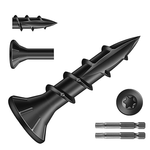 #8 x 3/4" Deck Screws (2212Pcs) 8lb. Carbon Steel, Black, Flat Head, Rust Resistant epoxy Coated, with T25 Star Bit