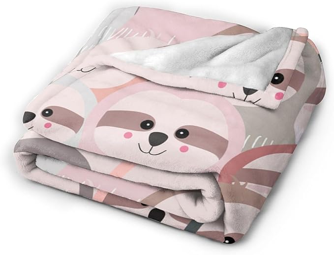 Sloth Blanket Soft Cozy Pink Sloth Flannel Fleece Throw Blanket Fluffy Warm Animal Plush Bedding Stuff Decor Blankets Sloth Gifts for Lover Girls Boys Kids Women Adults Bed Travel 40"x50"