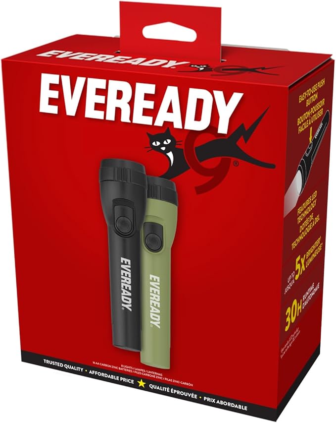 Eveready LED Flashlight (8-Pack) Bright Reliable Flashlights for General Purpose, Great for Camping, Car, Emergency Storm Power Outage Handheld Flashlight (Batteries Included)