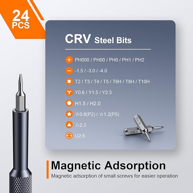 JOREST 25-IN-1 Precision Screwdriver Set, Mini Repair Tool Kit with Torx for Macbook, Computer, Laptop, iPhone, PS5, Xbox, Switch, Glasses, Watch, Ring Doorbell, Electronic, Small Gift Gadget for Men