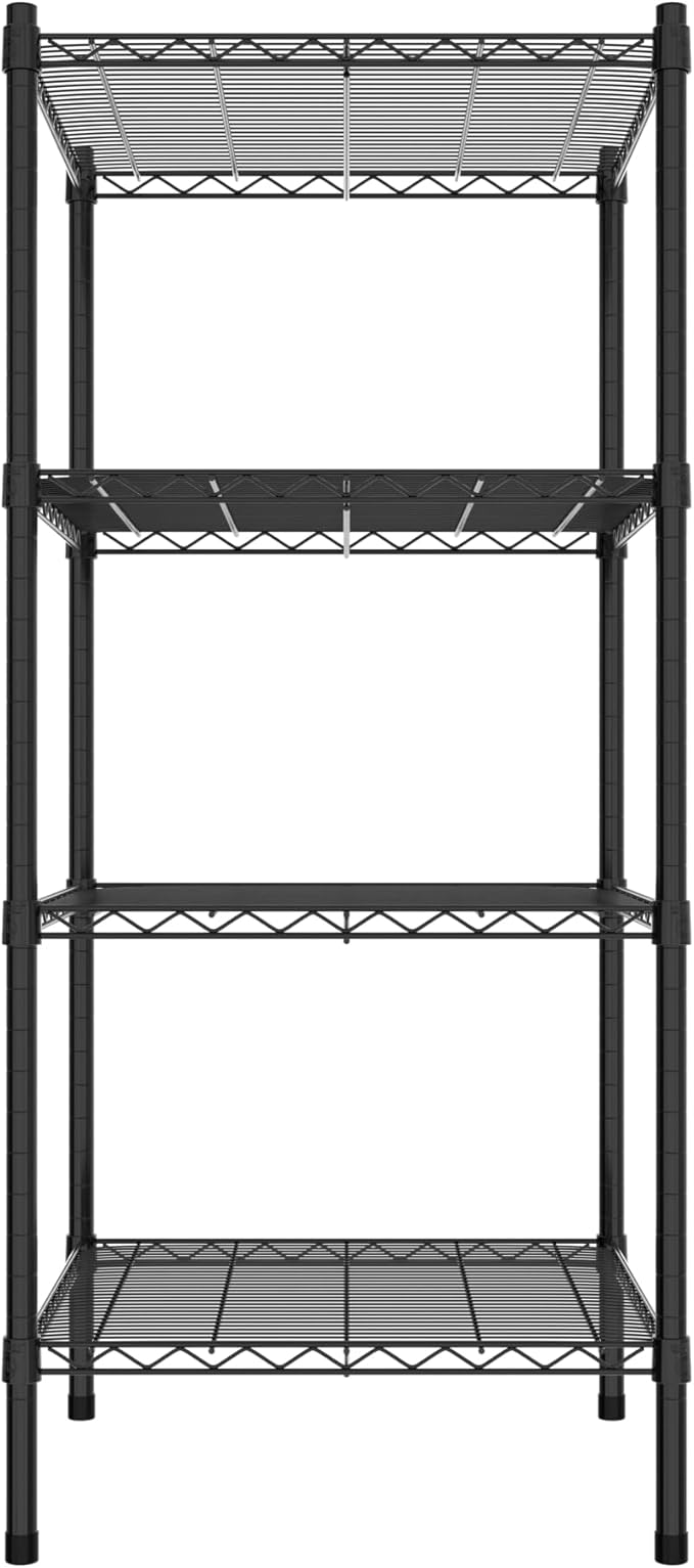 Commercial NSF Listed Black Epoxy Stationary Wire Shelving Kit 24" x 24" x 54", with 4 Shelves Perfect for Warehouse, Walk-in Refrigerator, Freezer, Grocery Store, Restaurant, Dishroom
