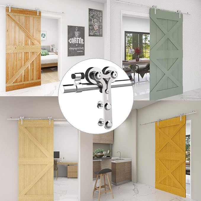 TSMST 6.6FT Sliding Barn Door Hardware Kit, Stainless Steel Heavy Duty Sturdy Barn Door Track for Single Wood Door, Slide Smoothly Quietly (Y Style)